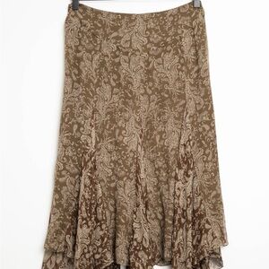 Ralph Lauren Brown Paisley A-Line Skirt